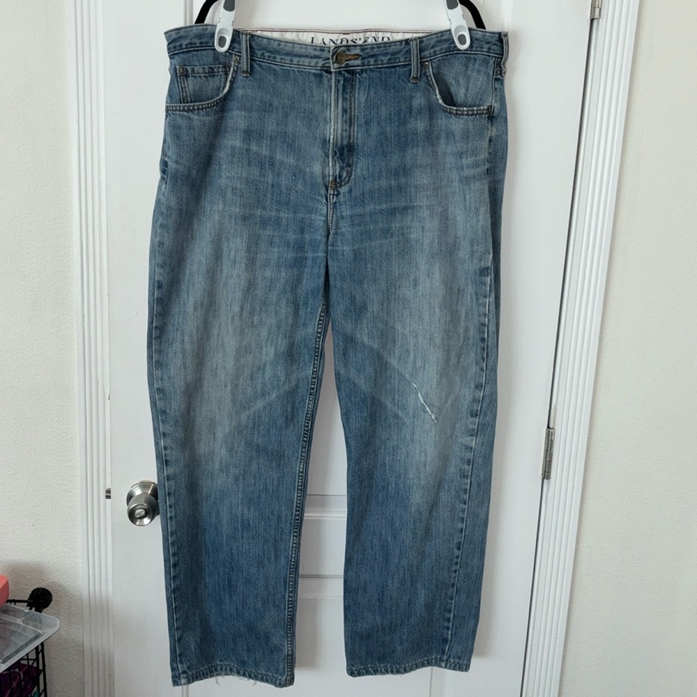 Lands’ End relaxed fit distressed jeans 42